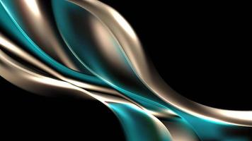 Abstract 3D liquid or fluid golden and green emerald metallic color with lighting effect isolated on black background luxury style vector