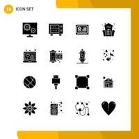 16 User Interface Solid Glyph Pack of modern Signs and Symbols of medical house holiday card halloween castle Editable Vector Design Elements