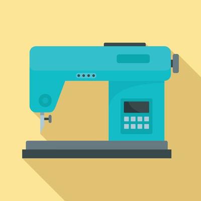 Digital sew machine icon, flat style