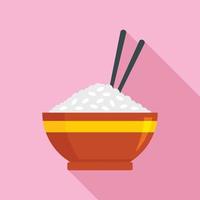 Japan rice bowl icon, flat style vector