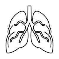 icono de los pulmones de tuberculosis, estilo de esquema vector