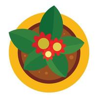 Top view flower pot icon, flat style vector