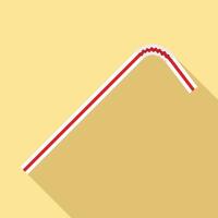 Red white drink straw icon, flat style vector