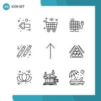 Vector Pack of 9 Outline Symbols Line Style Icon Set on White Background for Web and Mobile Creative Black Icon vector background