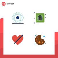 Pack of 4 Modern Flat Icons Signs and Symbols for Web Print Media such as atom denied orbit finger heart Editable Vector Design Elements