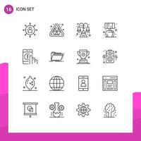 Set of 16 Vector Outlines on Grid for contact click decorate lump home Editable Vector Design Elements