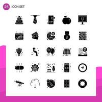 Glyph Icon set Pack of 25 Solid Icons isolated on White Background for responsive Website Design Print and Mobile Applications Creative Black Icon vector background