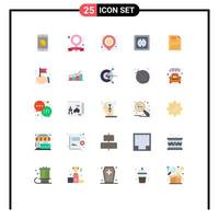 Group of 25 Modern Flat Colors Set for document power supply lend plug electrical Editable Vector Design Elements