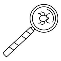 Magnify glass computer virus icon, outline style vector