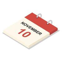 Calendar 10 november icon set, isometric style vector