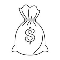 Money bag icon, outline style vector