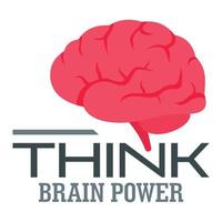 Think brain power logo, flat style vector