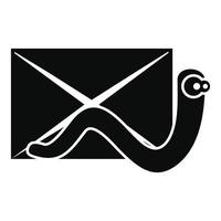 icono de gusano de virus de correo, estilo simple vector