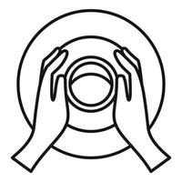 Hands potter wheel icon, outline style vector