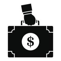 icono de maleta de dinero de corrupción, estilo simple vector