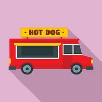 Hot dog truck icon, flat style vector