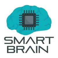 Smart brain logo, flat style vector