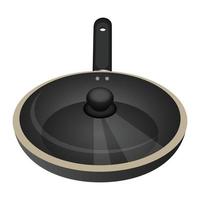 Pan with glass lid icon, isometric style vector