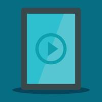 Tablet video player icon, flat style vector