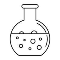 Chemical round flask icon, outline style vector