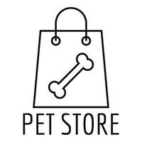 Pet store shop bag logo, outline style vector