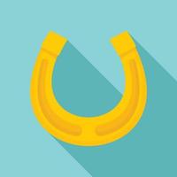 Gold horseshoe icon, flat style vector