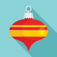 Red xmas cone toy icon, flat style vector