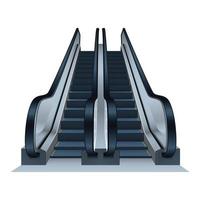 icono de escalera mecánica doble, estilo realista vector