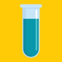 Blue test tube icon, flat style vector