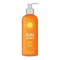 Sun screen lotion icon, realistic style vector