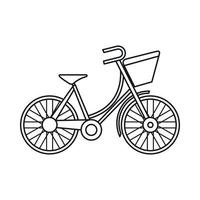 bicicleta con icono de equipaje, estilo de contorno vector