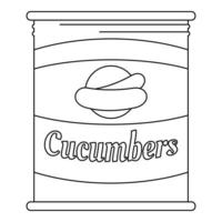 Cucumbers tin can icon, outline style vector