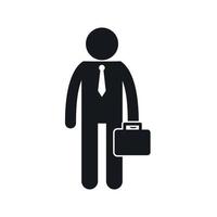 Businessman standing with his briefcase icon vector