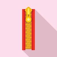 Plastic zipper icon, flat style vector