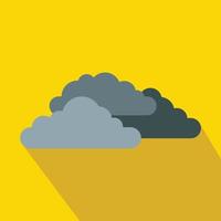 Dark storm clouds icon, flat style vector