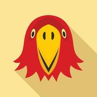 icono de cabeza de loro rojo, estilo plano vector