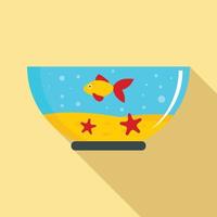 Goldfish in aquarium icon, flat style vector