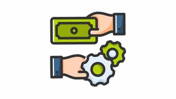 Compensation animated line color icon isolated on white background. 4k video motion graphic animation to business, finance, industry, economy, company, apps, web and all project