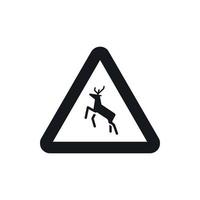 Deer traffic warning sign icon, simple style vector