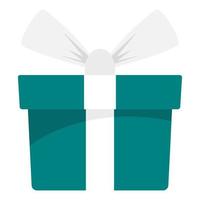 Green mint gift box icon, flat style vector