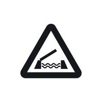 Lifting bridge warning sign icon, simple style vector