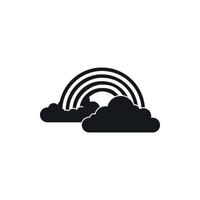 Rainbow and clouds icon, simple style vector