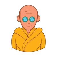 monje indio en icono de gafas de sol, estilo de dibujos animados vector