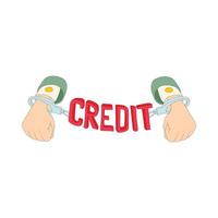 Hands with handcuffs and credit lettering icon vector