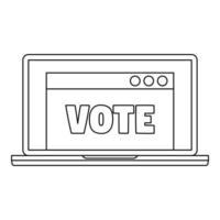 icono de voto en línea, estilo de contorno vector