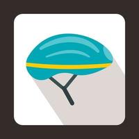 icono de casco de bicicleta, estilo plano vector