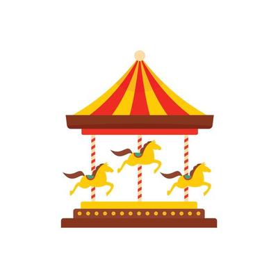 Horse carousel icon, flat style