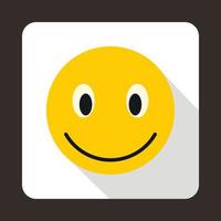 Smiling emoticon icon, flat style vector