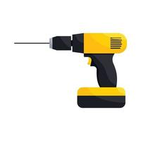 Yellow hand drill icon, cartoon style vector