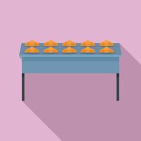 Croissant in bakery factory icon, flat style vector